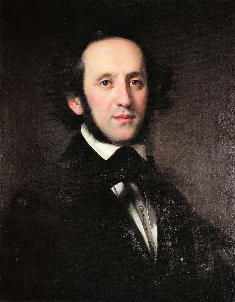 Eein portret van Felix Mendelssohn-Bartholdy, olie op canvas.