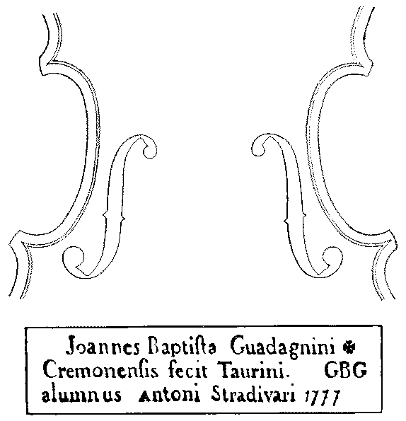 Details einer Violine von Giovanni Battista Guadagnini