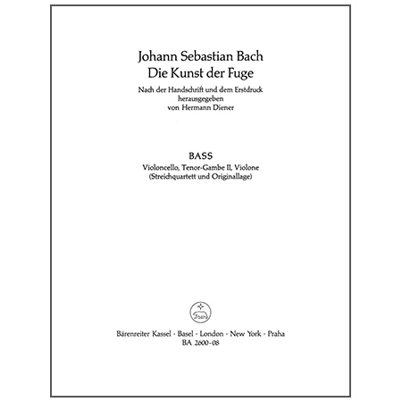 Bach, J. S.: Die Kunst der Fuge BWV 1080 – Violoncello, Viola da Gamba oder Kontrabass 