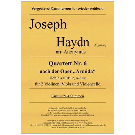 Haydn, J.: Quartett Nr. 6 nach der Oper »Armida« 