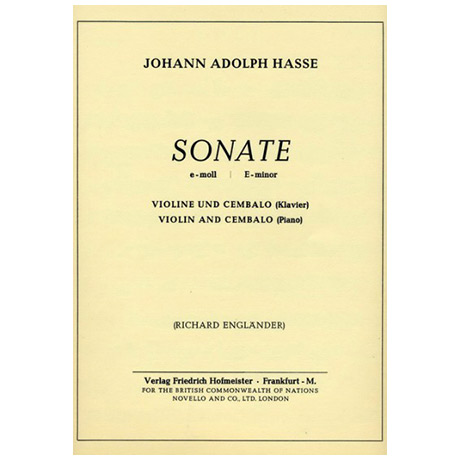 Hasse, J. A.: Violinsonate e-Moll 