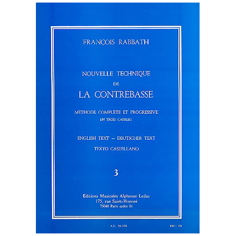 Rabbath, F.: Nouvelle technique de la contrebasse Vol.3 