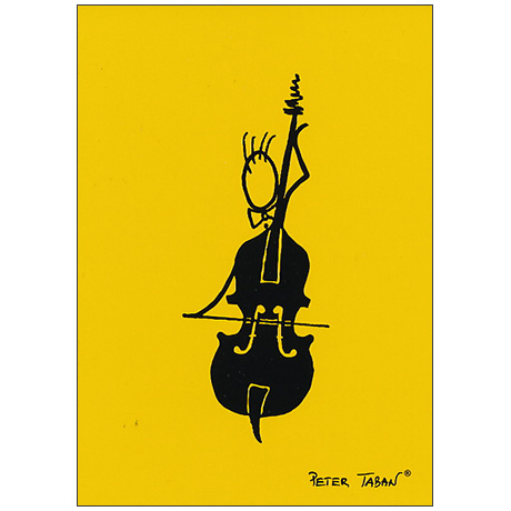 Postkarte Musiker color Kontrabassist