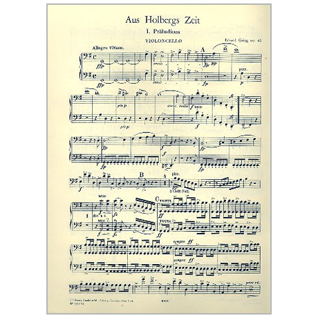 Grieg, E.: Suite »Aus Holbergs Zeit« Op. 40 G-Dur – Einzelstimmen Violoncello