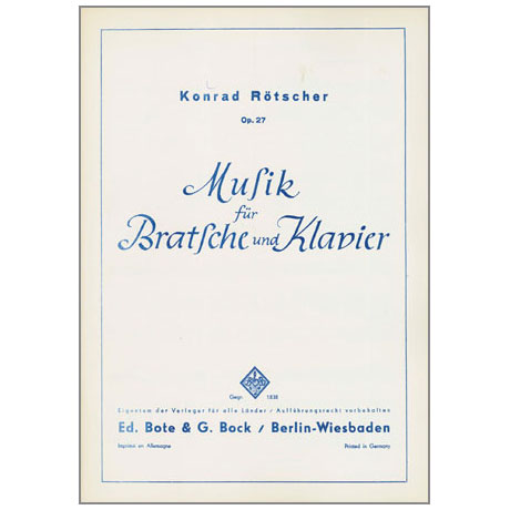 Rötscher, K.: Musik Op. 27 