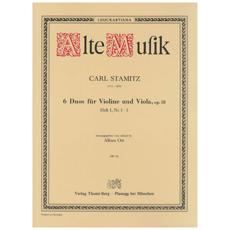 Stamitz, K.: 6 Duos Op. 18 Band 1 (Nr.1-3) 
