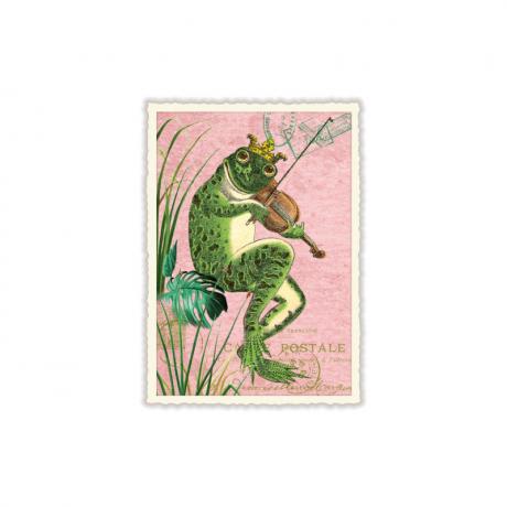 Postkarte Frosch mit Violine 