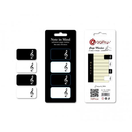 Haftmarker mit Musikmotiven Violinschlüssel schwarz/weiß