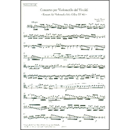 Vivaldi, A.: Violoncellokonzert Nr. 16 RV 413 G-Dur – Stimmen 
