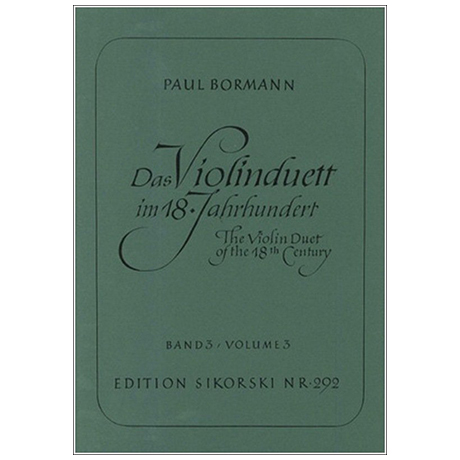 Bormann, P.: Das Violinduett im 18. Jahrhundert Band 3 