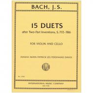 Bach, J. S.: 15 Duette nach den zweistimmigen Inventionen BWV 772-786 
